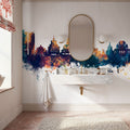 Sofia Bulgaria Skyline Blue & Bronze Mural Wallpaper - room preview 05