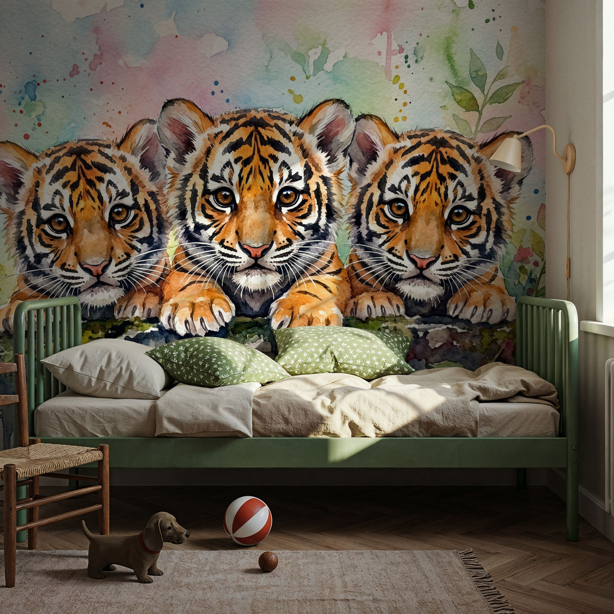 Tiger Cubs - Cute Baby Animals Series Mural Wallpaper - room preview 05