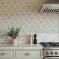 Organic Lines Blue Mural Wallpaper - room preview 05