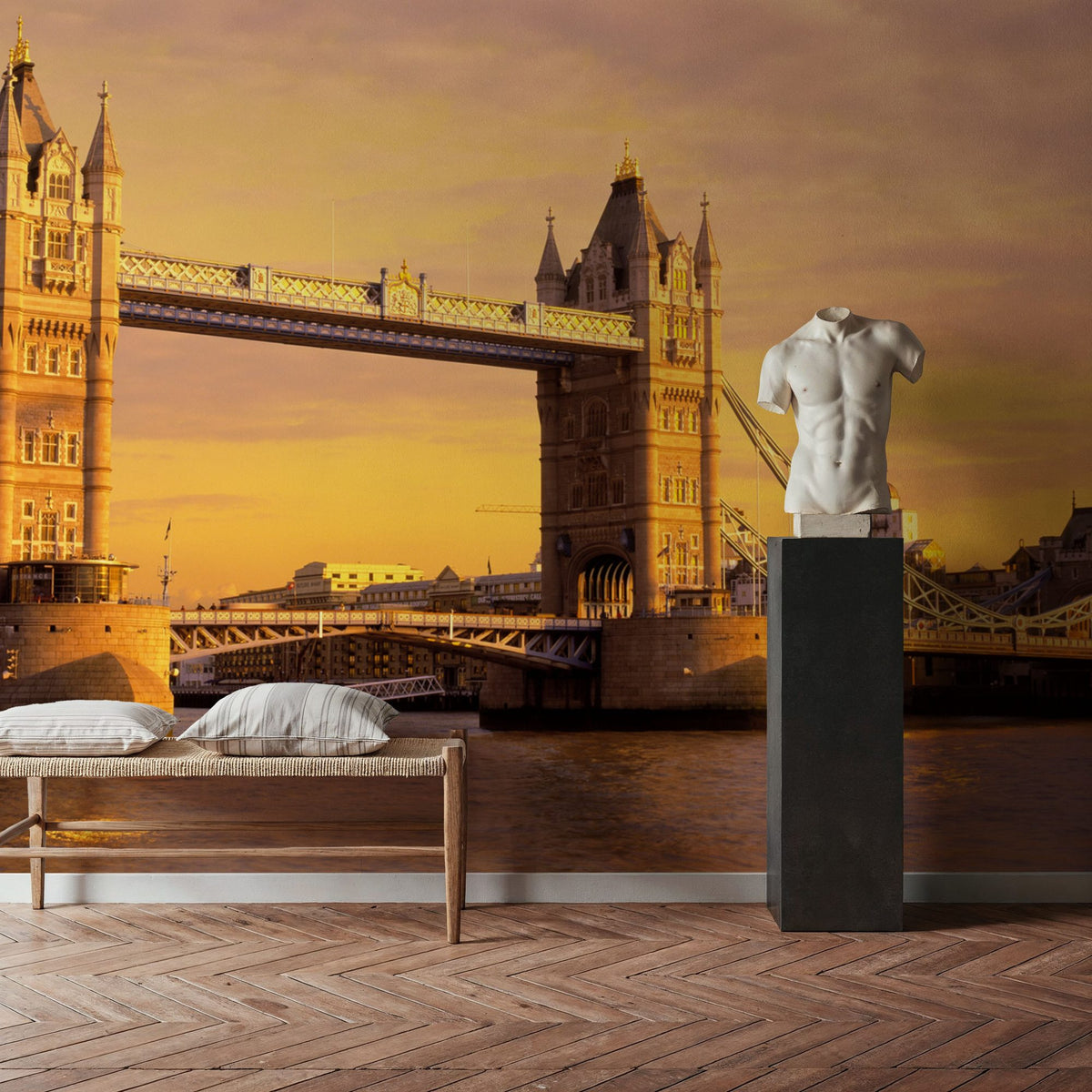 London Sunset Bridge Mural Wallpaper - room preview 05