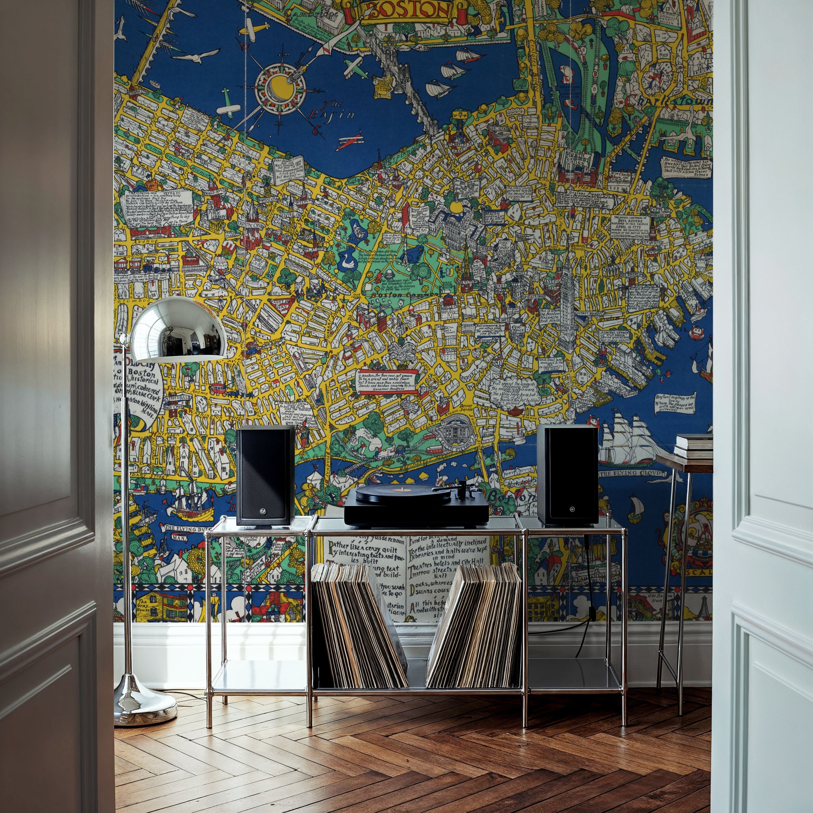 Decorative Boston Map Mural Wallpaper