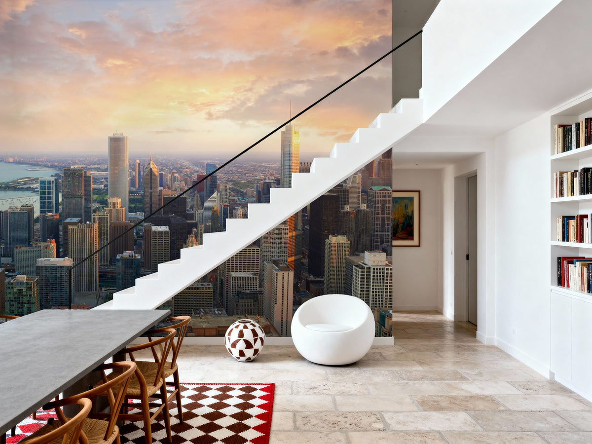 Chicago Sunset Mural Wallpaper - room preview 05