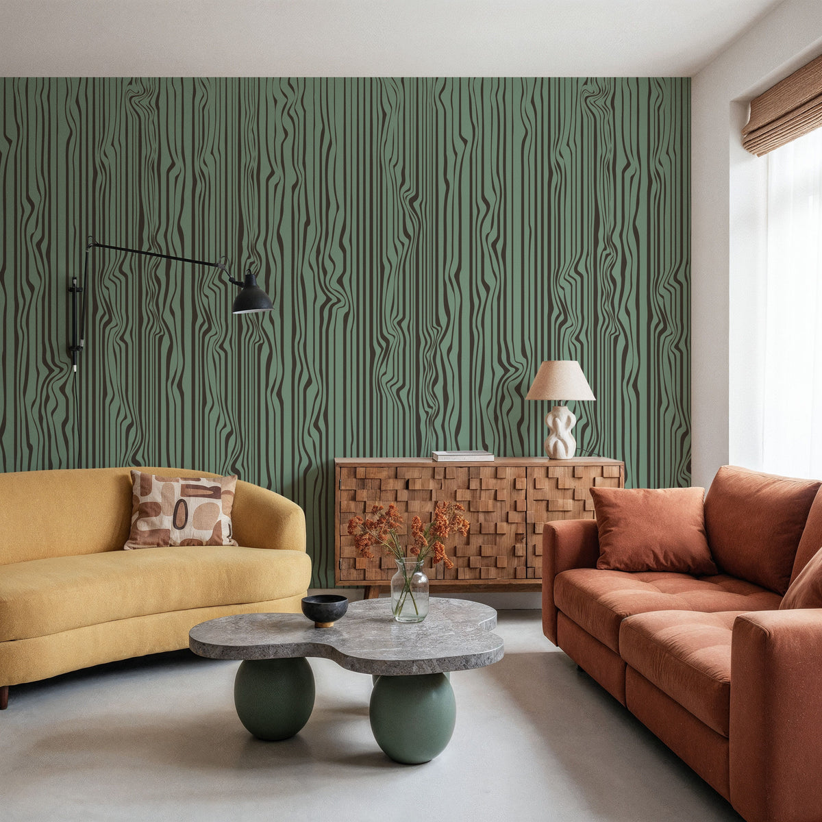 Veneer Lines, Jade Mural Wallpaper - room preview 05
