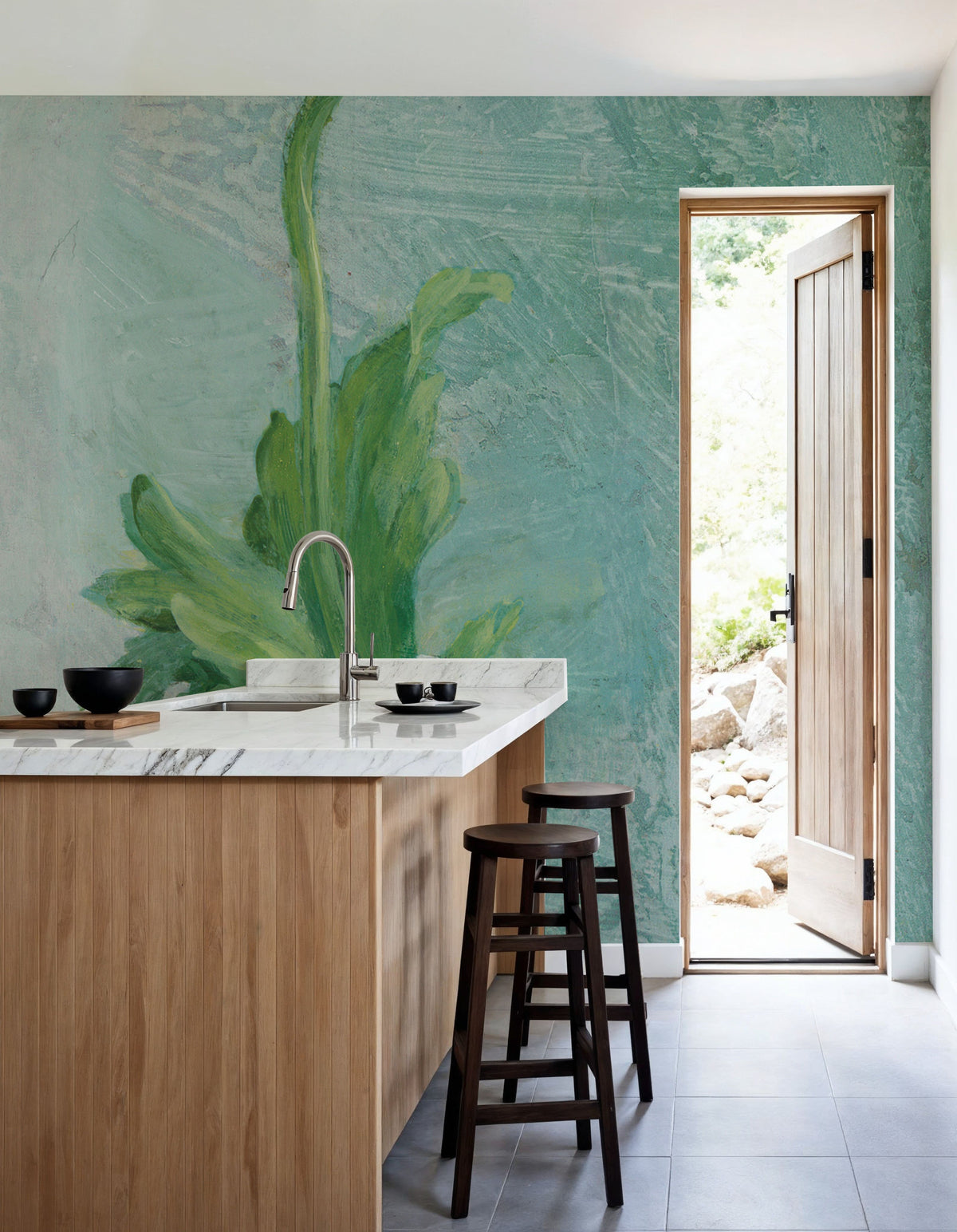Poppy on Blue Mural Wallpaper - room preview 05