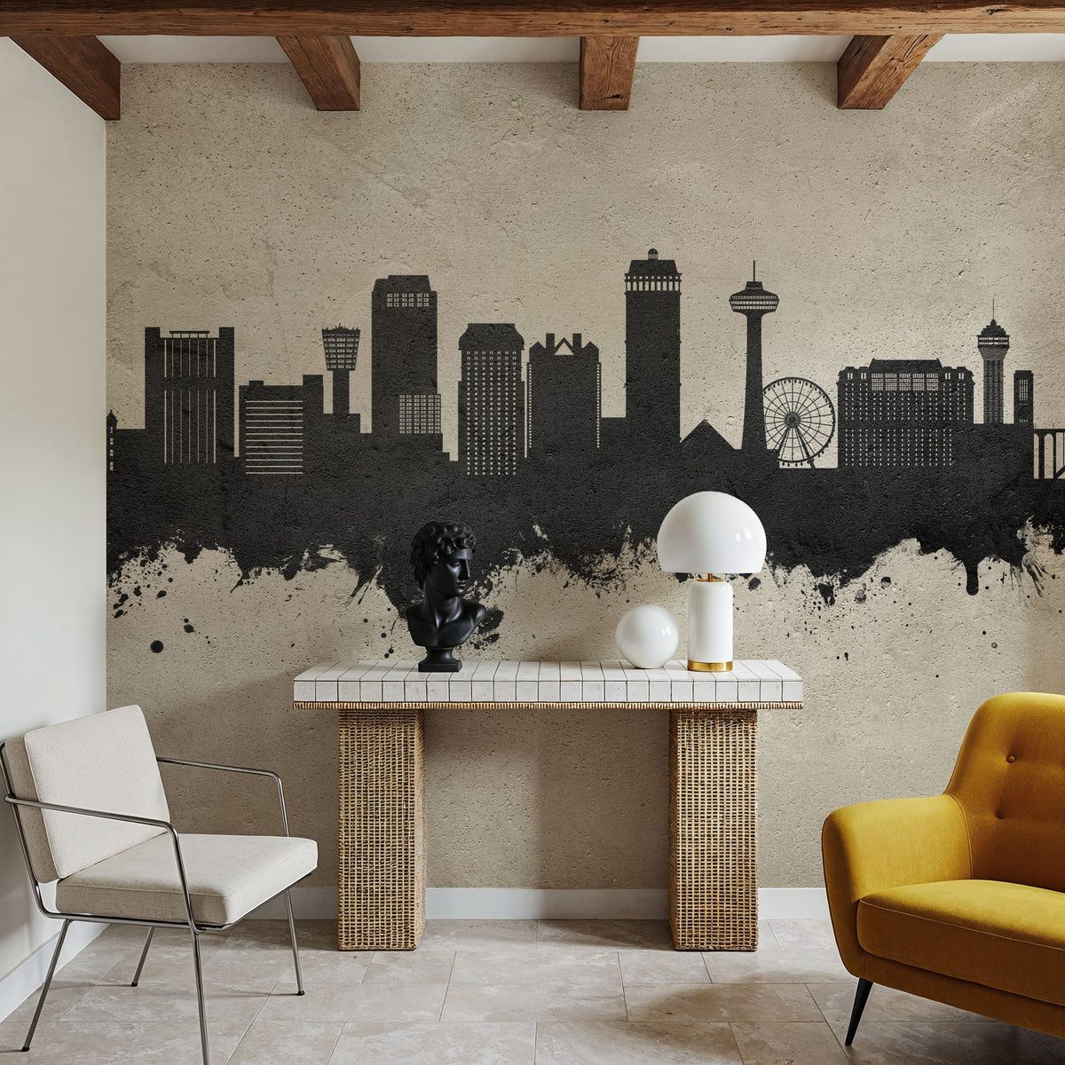 Niagara Falls Skyline Concrete Mural Wallpaper - room preview 05