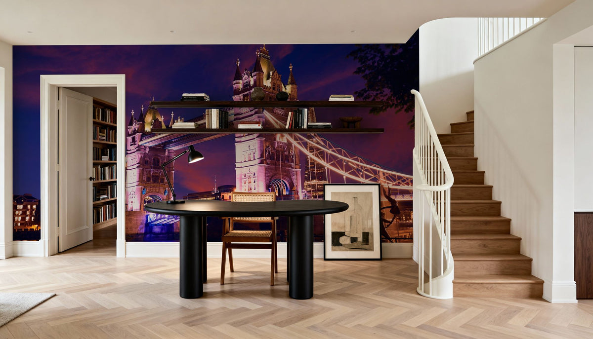 Purple Twilight Bridge Mural Wallpaper - room preview 05