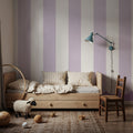 Scalloped Circus Stripes, Lavender Mural Wallpaper - room preview 05