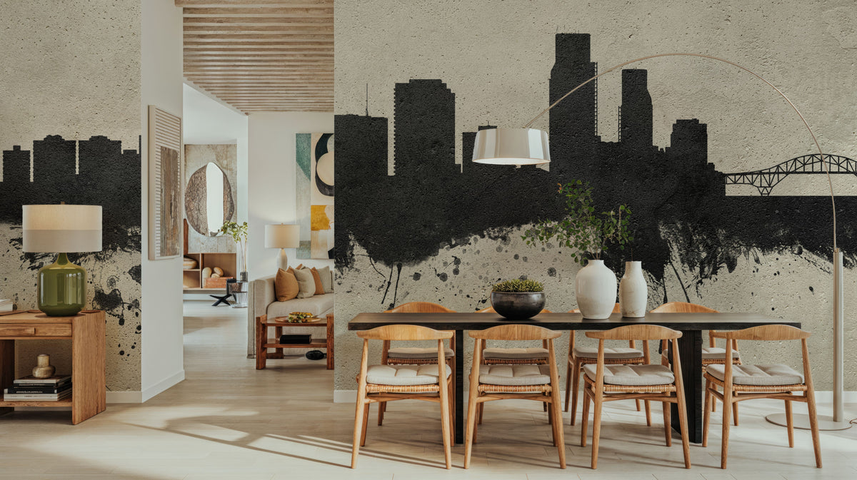 Corpus Christi Texas Skyline Concrete Mural Wallpaper - room preview 05