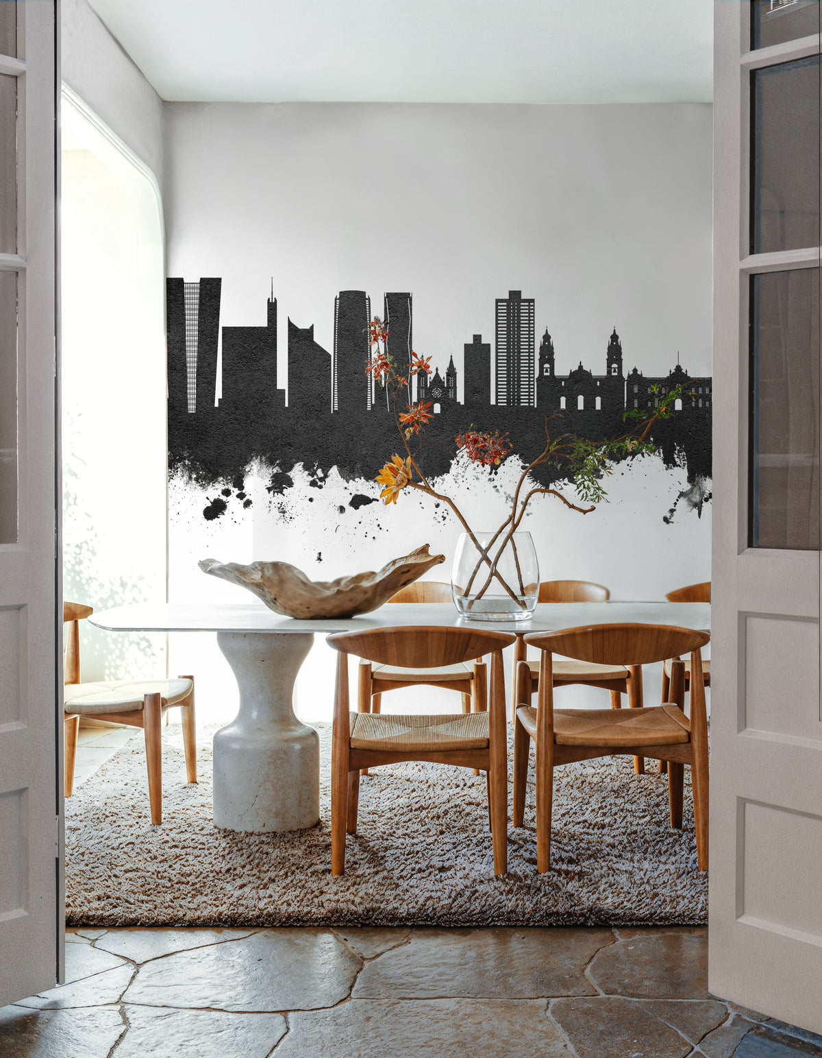 Lima Peru Skyline Black & White Mural Wallpaper - room preview 05