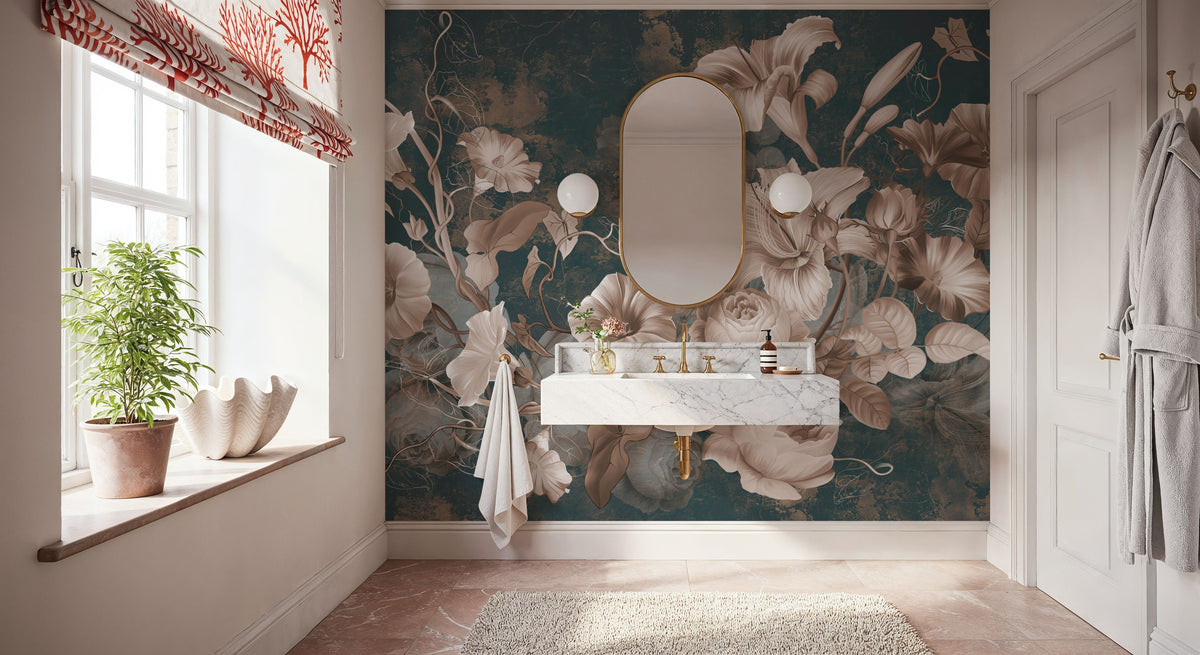 Floral Grunge Singing Mural Wallpaper - room preview 05