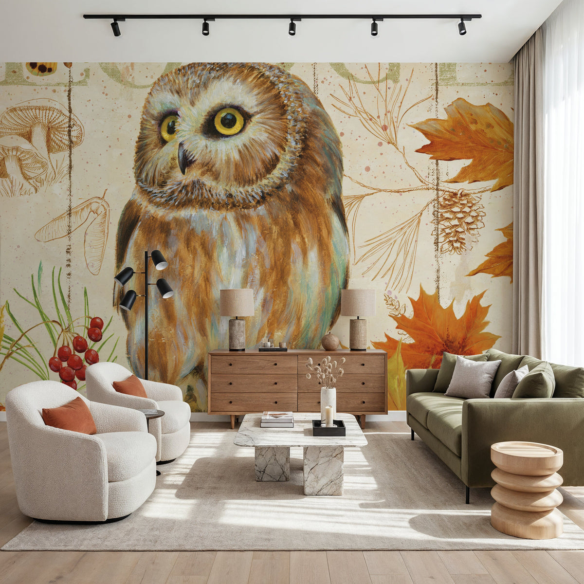 Owl Lodge II Mural Wallpaper - room preview 05
