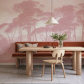 Mediterranean Pine Landscape, Dusty Pink Mural Wallpaper - room preview 05