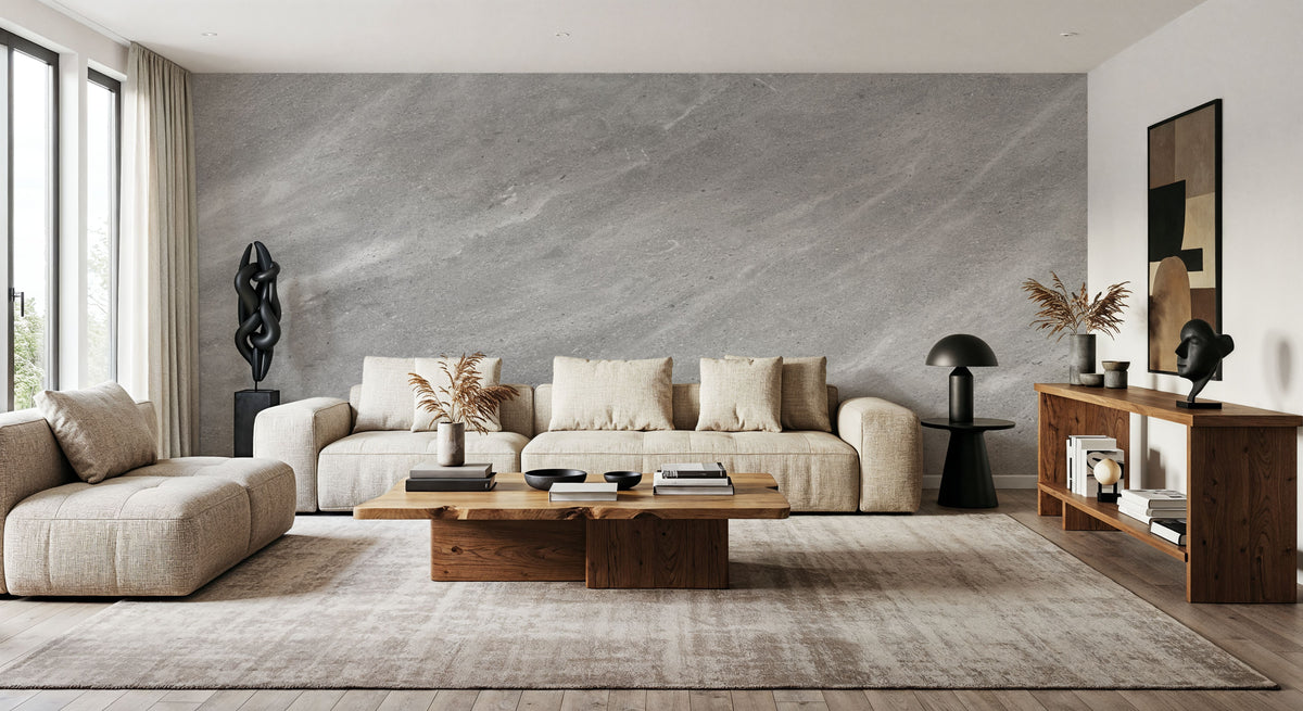 Grey Limestone Mural Wallpaper - room preview 05