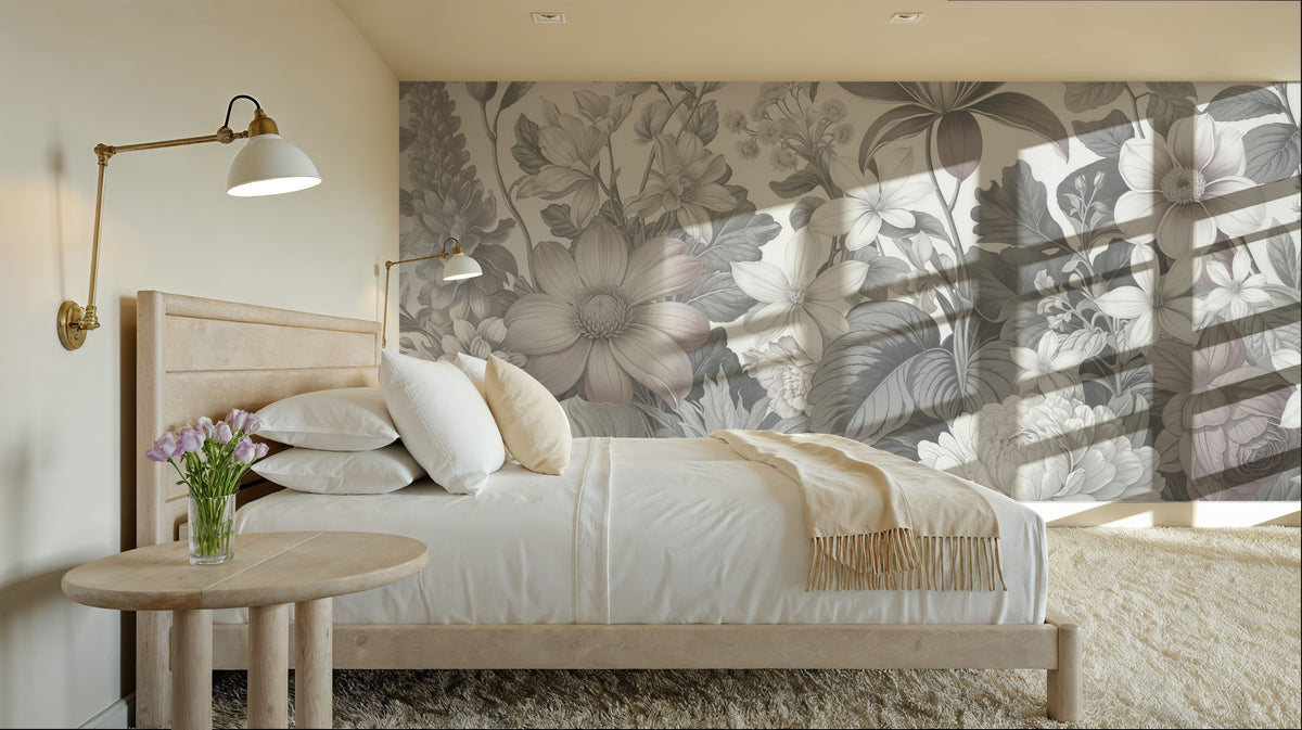 Dahlia Days, Washed Mural Wallpaper - room preview 05