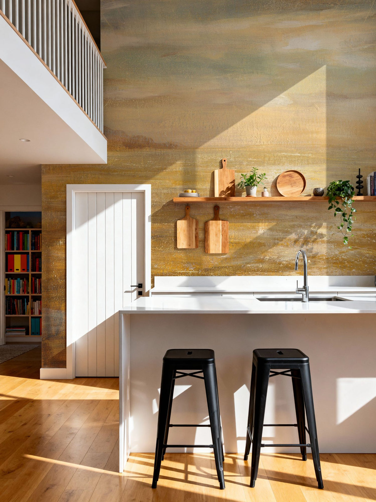 Serene Sea II Gold Mural Wallpaper - room preview 05