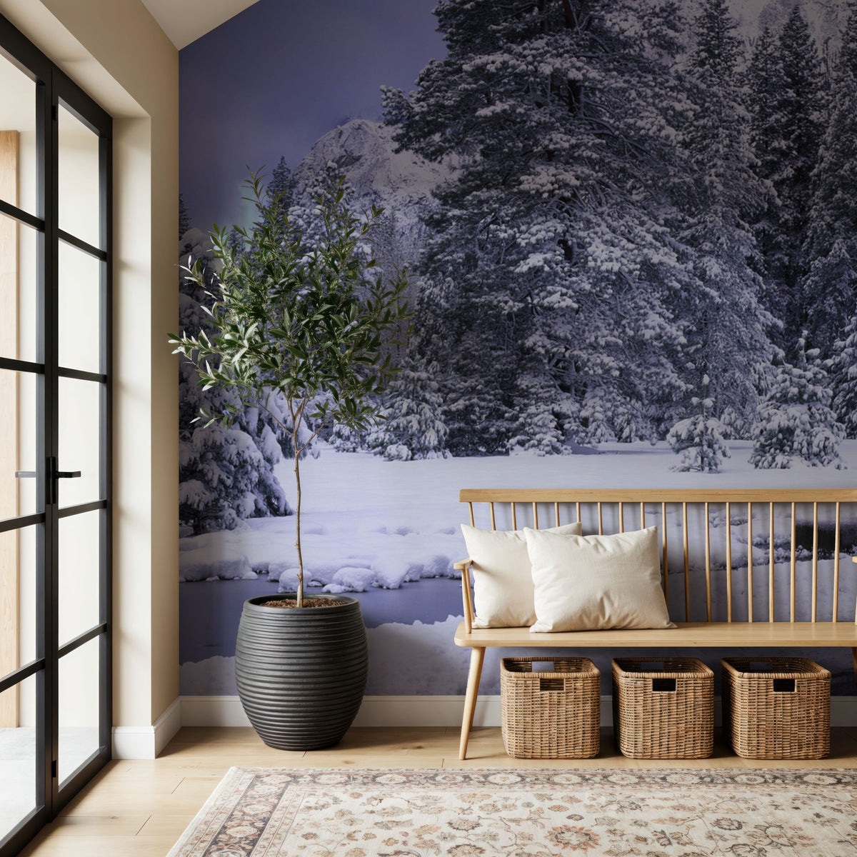Winter Forest Junction Mural Wallpaper - room preview 05