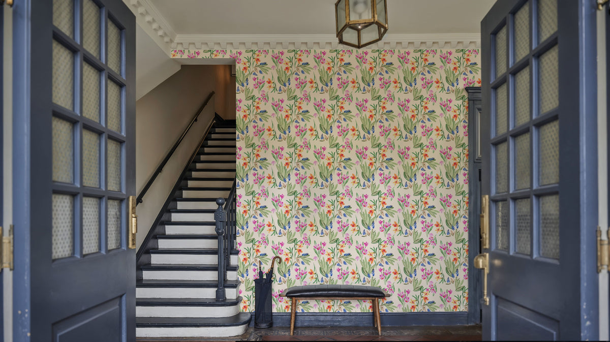 Flower Blush Ivory Mural Wallpaper - room preview 05