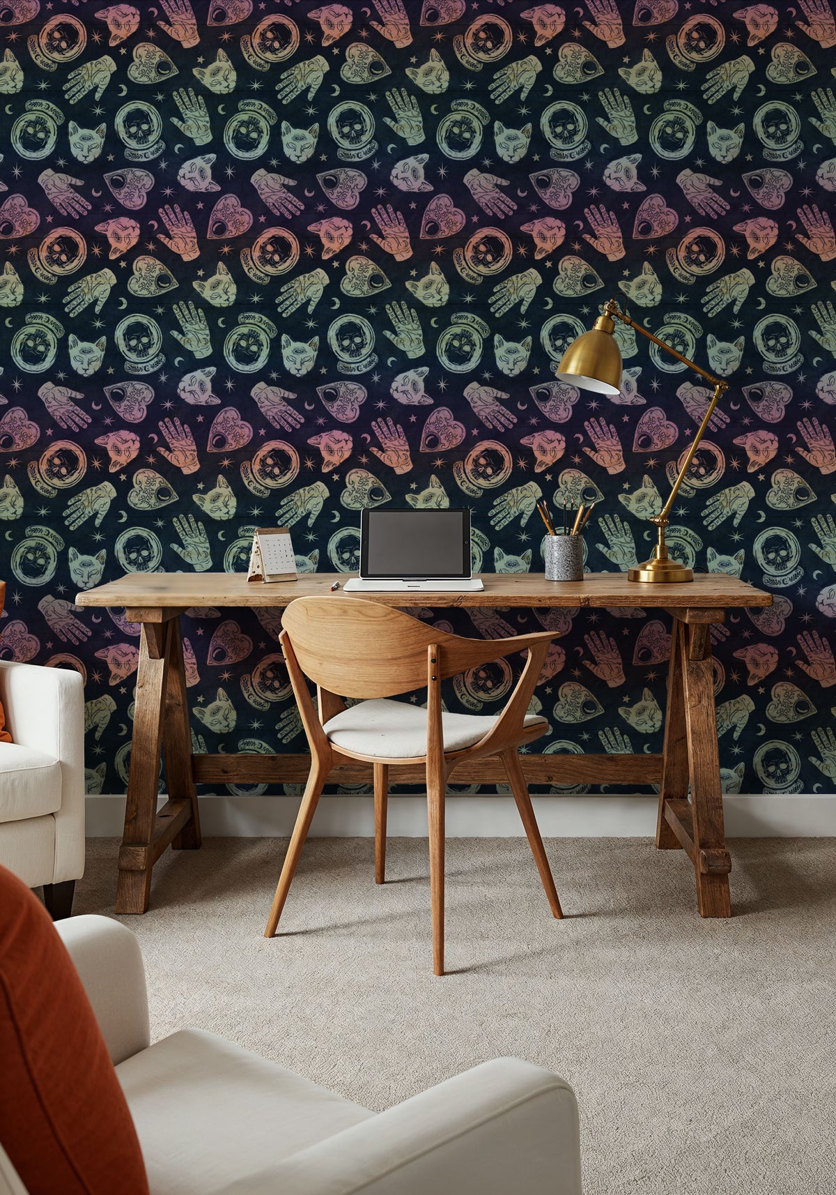 Symbolic Halloween Neon Mural Wallpaper - room preview 05