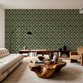 Trellis Leaves, Forest Green Mural Wallpaper - room preview 05