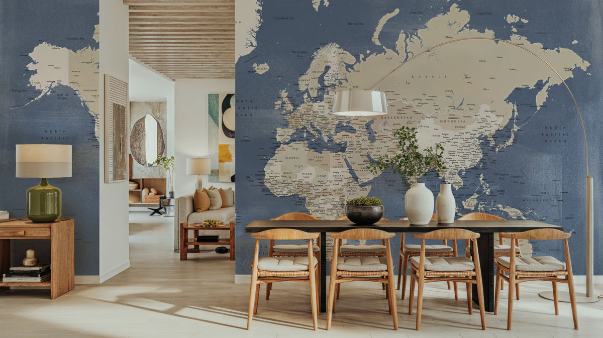 World Map Cities - Oisin Mural Wallpaper - room preview 05
