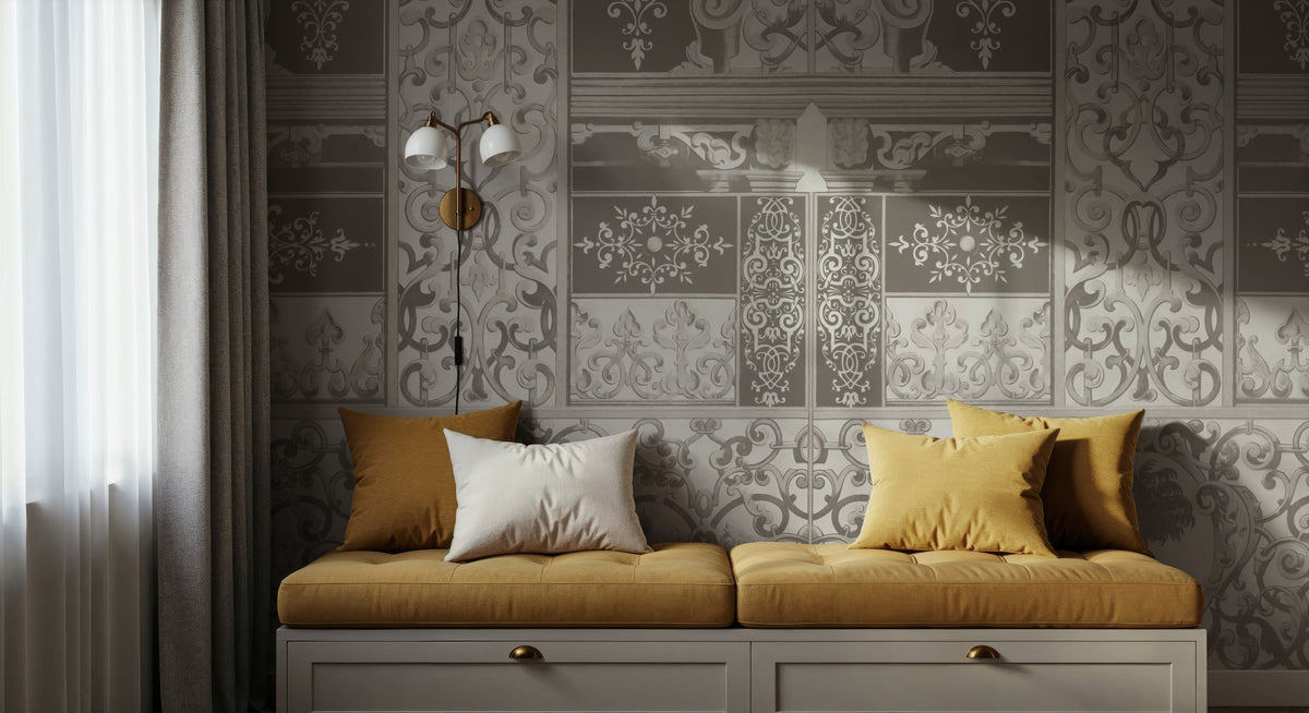 German Renaissance, Beige Mural Wallpaper - room preview 05