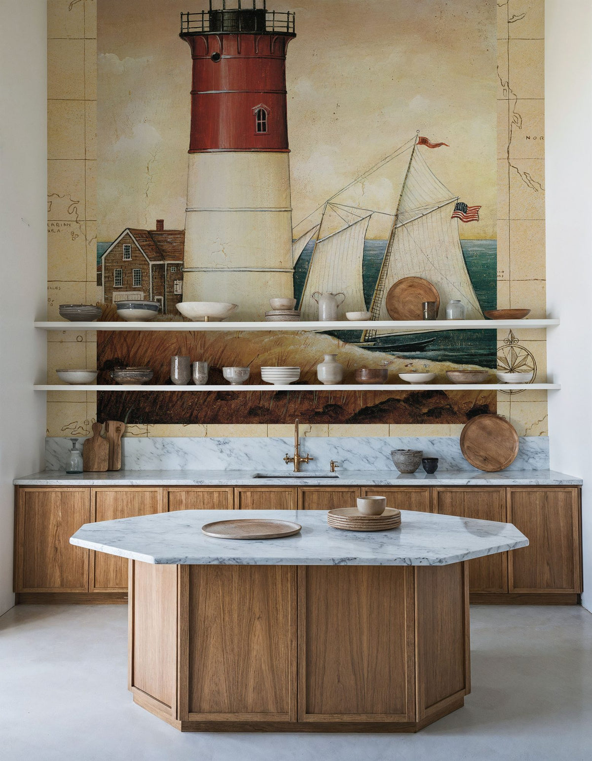 Schooner Bay Map Mural Wallpaper - room preview 05