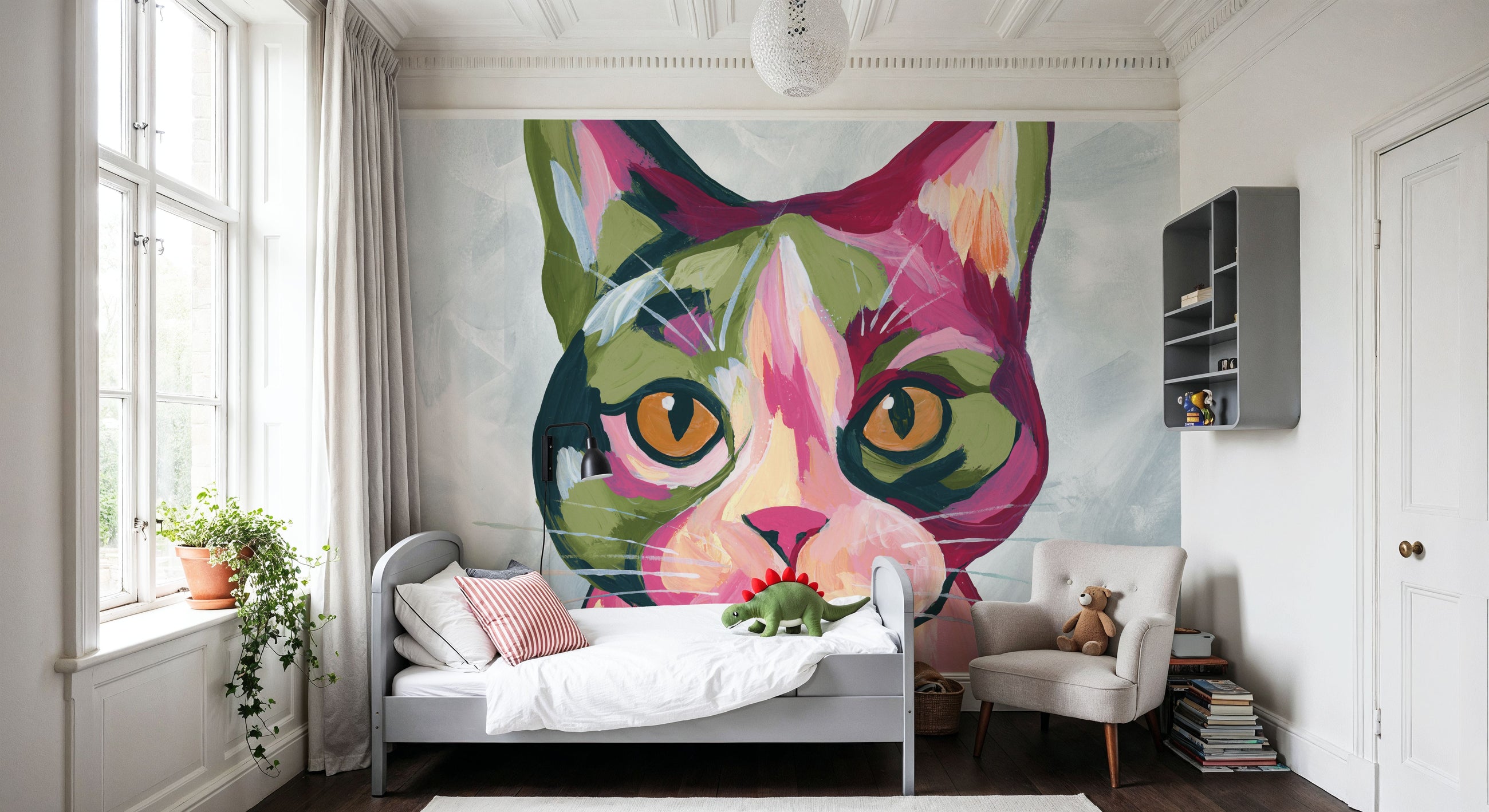 Abstract Cat Mural Wallpaper