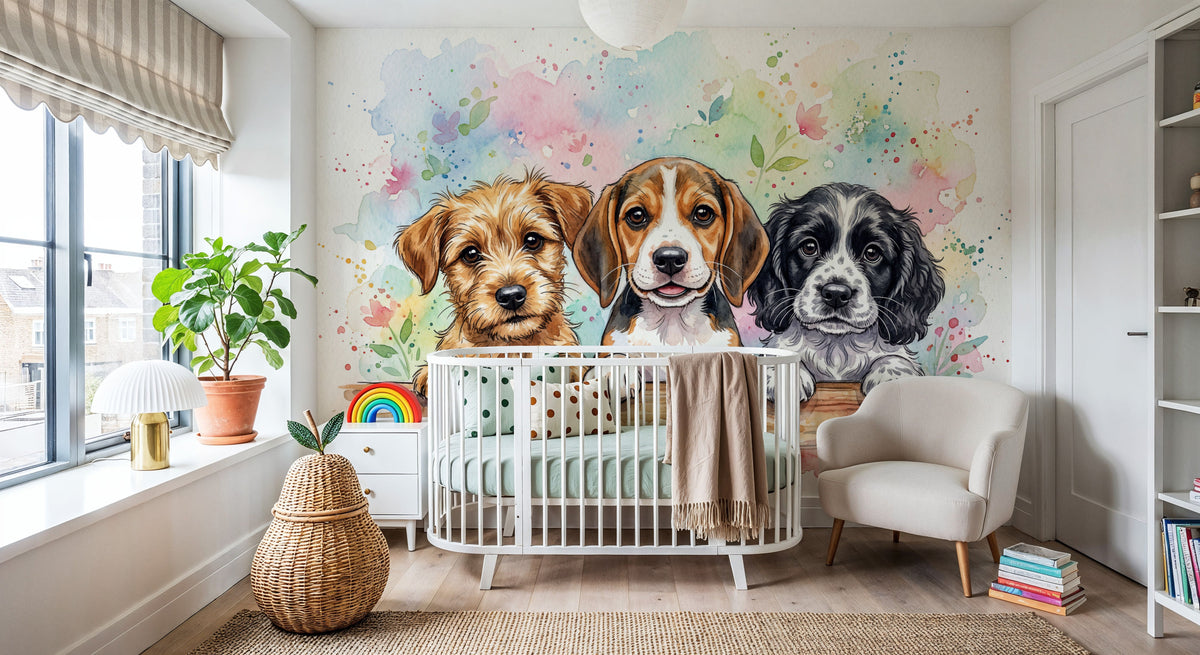 Puppies - Cute Baby Animals Series Mural Wallpaper - room preview 05