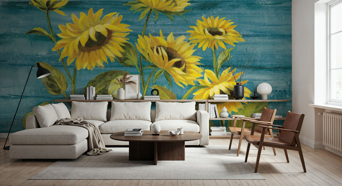Sunflower Walls Mural Wallpaper - room preview 05