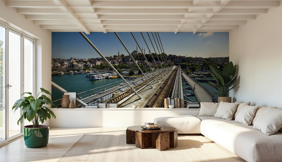 Urban Bridge Panorama Mural Wallpaper - room preview 05