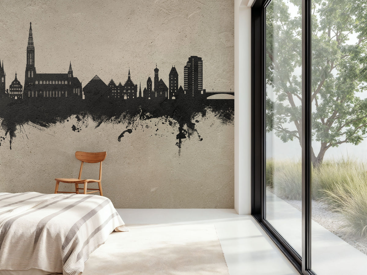 Ulm Germany Skyline Concrete Mural Wallpaper - room preview 05
