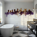 Columbus Ohio Skyline Purple & Gold Mural Wallpaper - room preview 05
