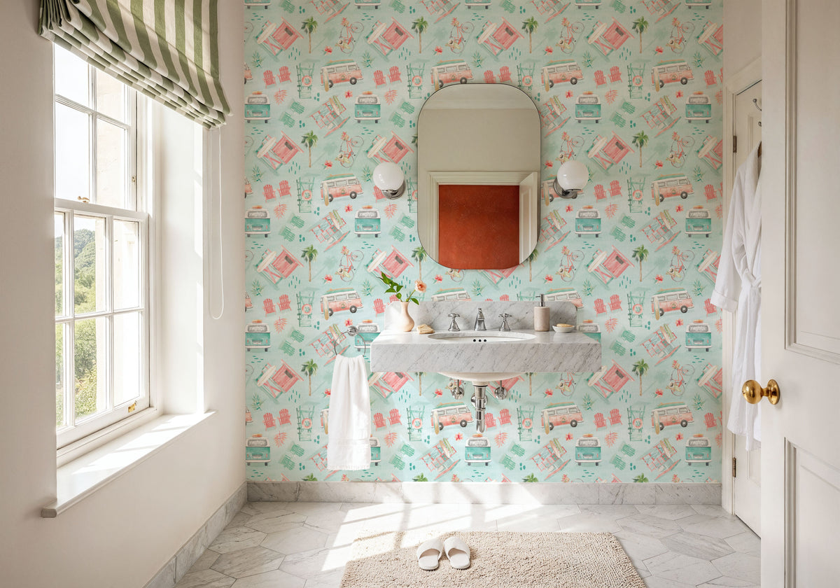 Surf Time Blue Mural Wallpaper - room preview 05