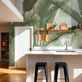 Banana Palms, Muted Green Mural Wallpaper - room preview 05