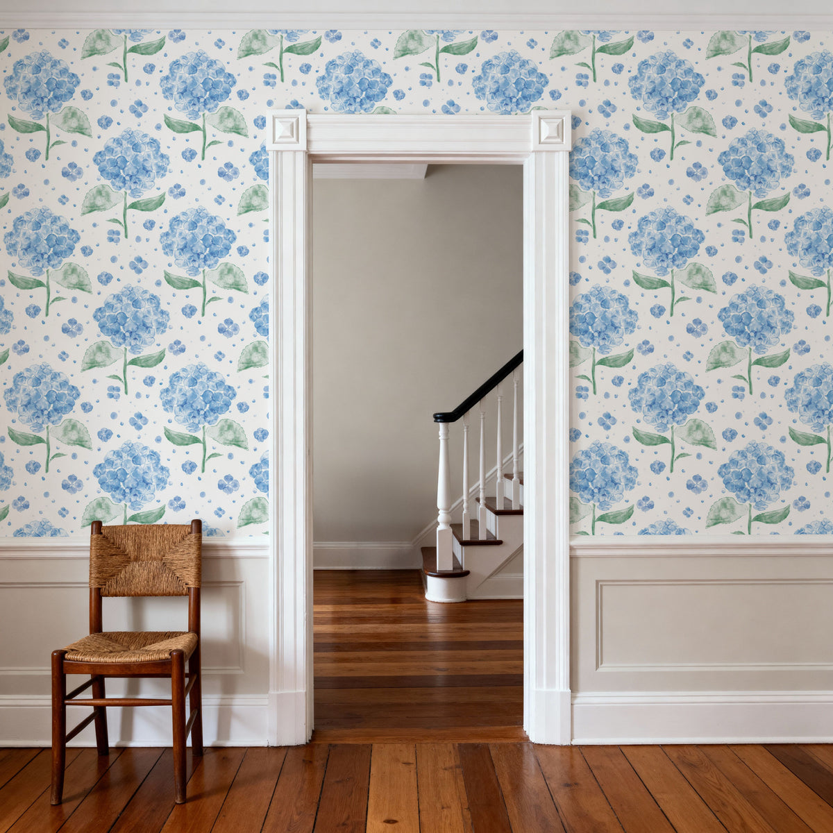 Hydrangea in the Air, Blue Mural Wallpaper - room preview 05
