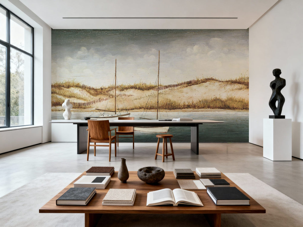 Sailboats Off the Coast Mural Wallpaper - room preview 05