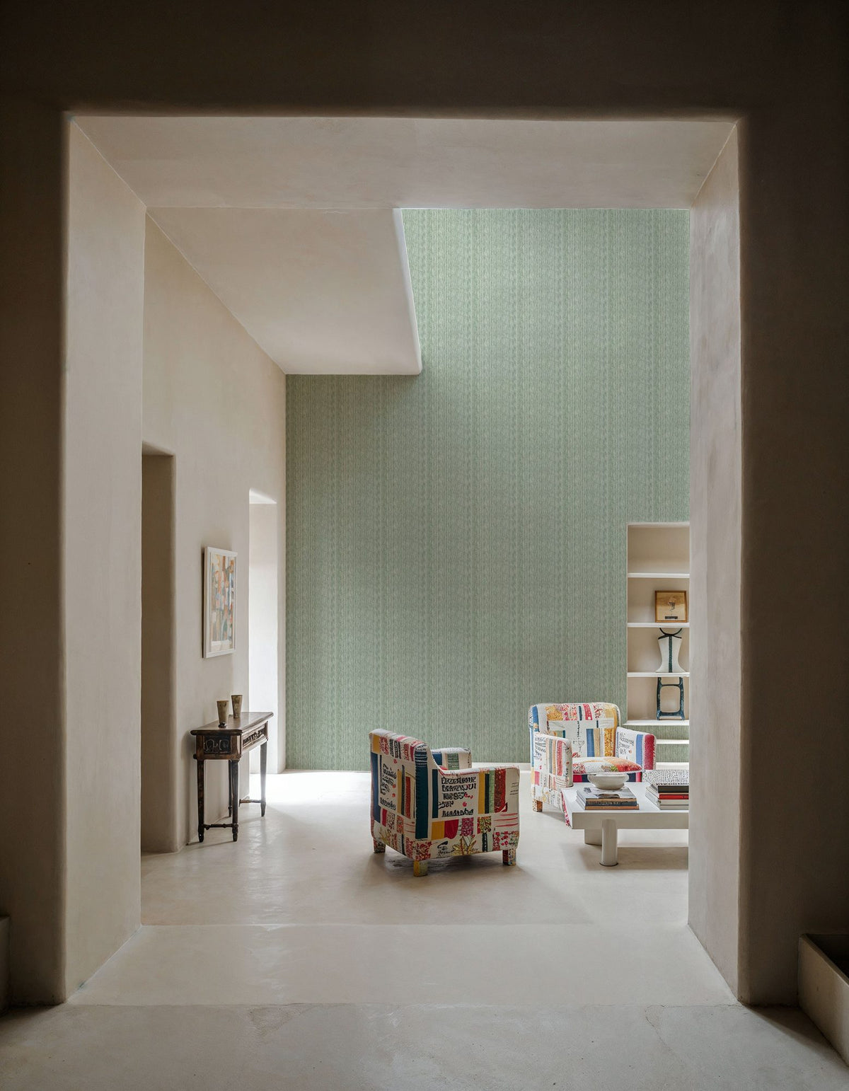 Faux Cloth Texture, Ocean Green Mural Wallpaper - room preview 05