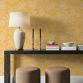 Kala Flowers White on Yellow Mural Wallpaper - room preview 05