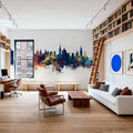 Salzburg Austria Skyline Blue & Bronze Mural Wallpaper - room preview 05