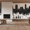 Jersey City New York Skyline Black & White Mural Wallpaper - room preview 05