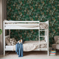 Wild and Free Pattern, Green Mural Wallpaper - room preview 05