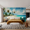 Exotic Tropical Sunny Paradise Beach Mural Wallpaper - room preview 05