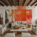 Rustic Red Geometry Mural Wallpaper - room preview 05