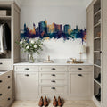 Portland Maine Skyline Blue & Bronze Mural Wallpaper - room preview 05