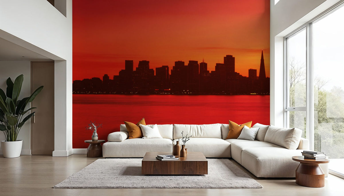 Crimson Bridge Horizon Mural Wallpaper - room preview 05