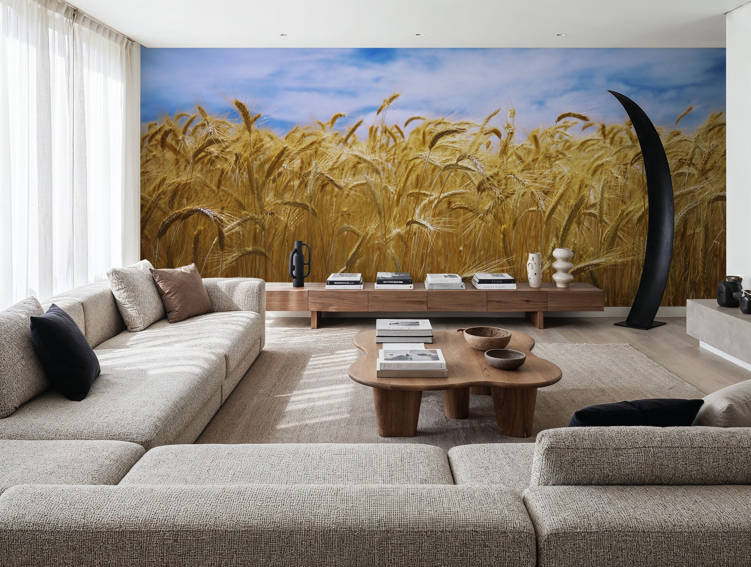 Amber Field Sky III Mural Wallpaper