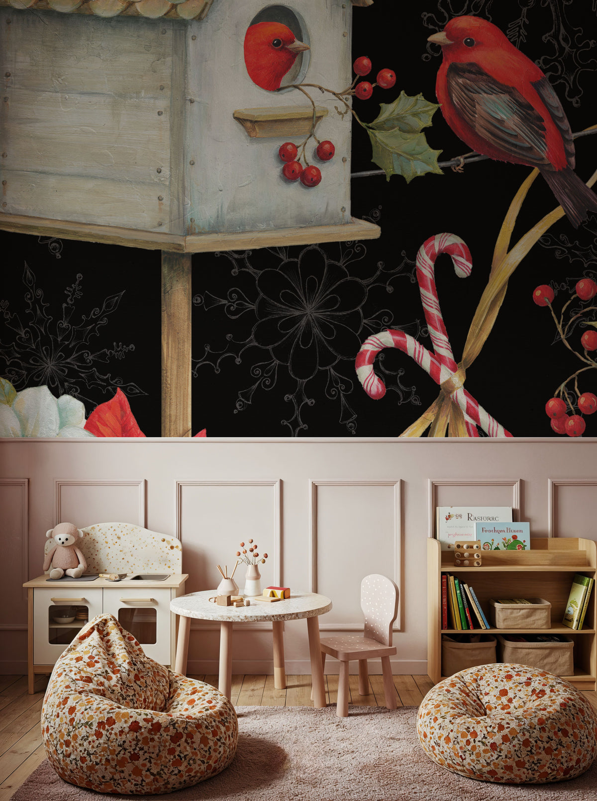 Holiday Wings VI Dark Mural Wallpaper - room preview 05