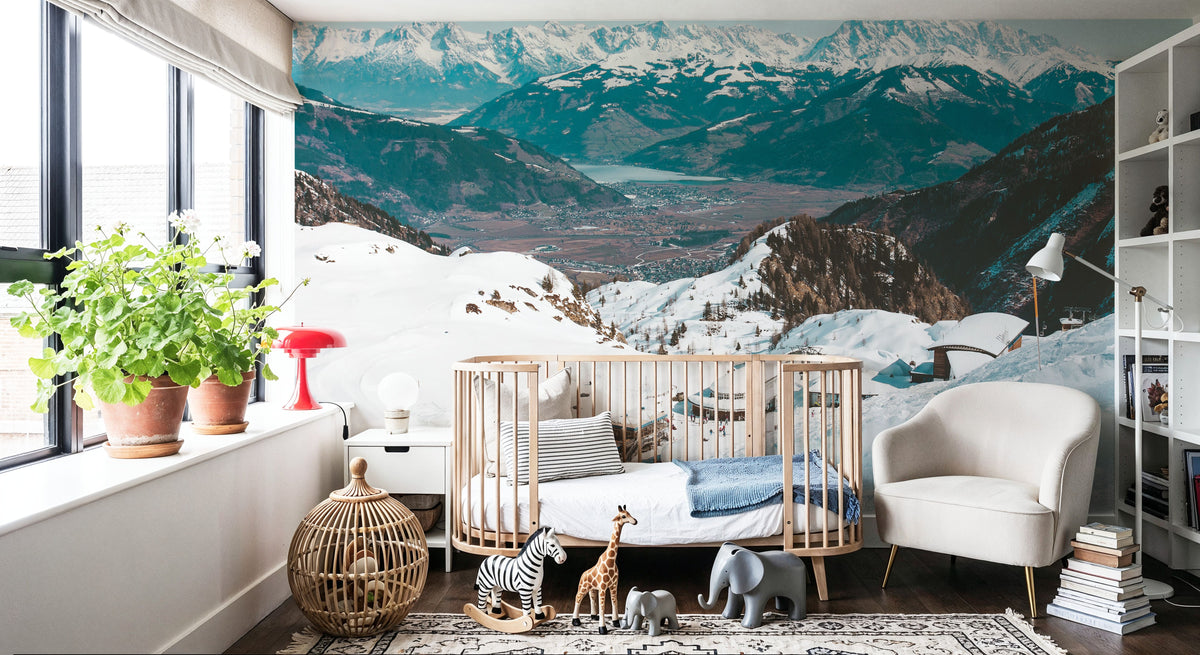 Downhill Skiing Mural Wallpaper - room preview 05