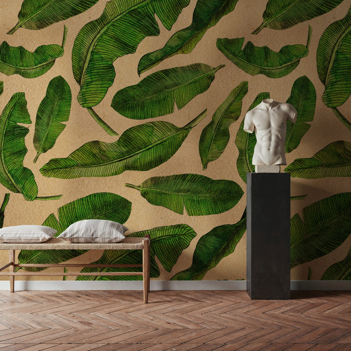 Scattered Banana Leaves Mural Wallpaper - room preview 05