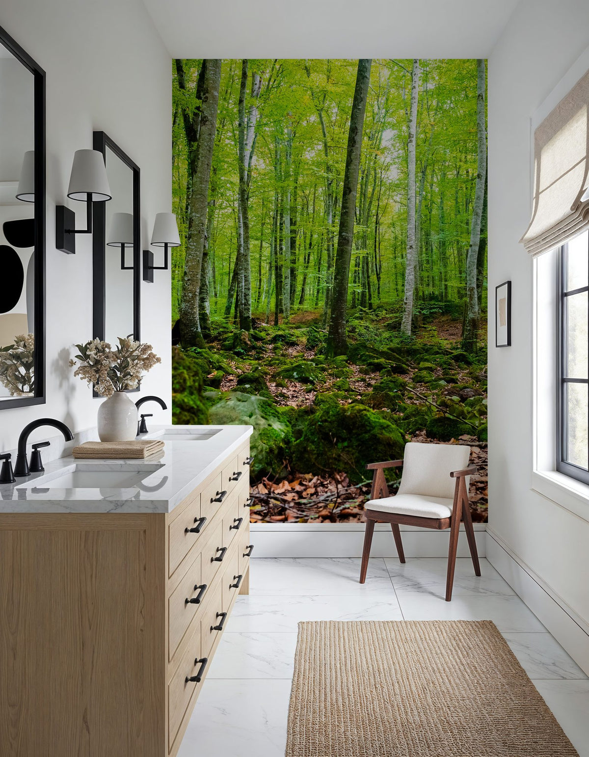 Intense Birch Wood Mural Wallpaper - room preview 05